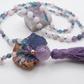 Mala collana 108 perle di Ametista, Magnesite e Apatite, Pietra Guru Ametista, Rame