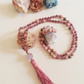 Mala 108 perle di Rodonite, Unakite, Lepidolite, Pietra Guru Ametista, rame