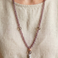 Mala da meditazione 108 perle Quarzo Fumè, pietra guru Quarzo Fumè, rame