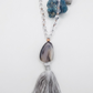 Mala collana da meditazione in Cristallo di Rocca, Pietra Guru Agata botswana, rame