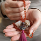 Mala fatta a mano con pietre dure naturali in Agata rossa, Lepidolite, Pietra Guru Diaspro oceano, Rame