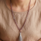 Mala da meditazione 108 perle Quarzo Fumè, pietra guru Quarzo Fumè, rame