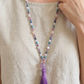 Mala collana 108 perle di Ametista, Magnesite e Apatite, Pietra Guru Ametista, Rame
