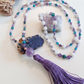 Mala collana 108 perle di Ametista, Magnesite e Apatite, Pietra Guru Ametista, Rame