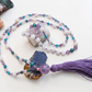 Mala collana 108 perle di Ametista, Magnesite e Apatite, Pietra Guru Ametista, Rame