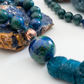 Mala collana da meditazione in Azzurrite, Rame