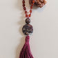 Mala fatta a mano con pietre dure naturali in Agata rossa, Lepidolite, Pietra Guru Diaspro oceano, Rame