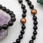 Mala da meditazione 108 perle Onice, pietra guru Quarzo Tormalinato, rame