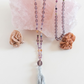 Mala da meditazione 108 Quarzo Fumè, Tormalina vari colori, pietra guru Quarzo Fumé , rame