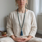 Mala collana da meditazione in Azzurrite, Rame