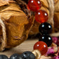 Onice, agata rossa, lava, placcato oro 14 Kt, charms