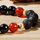 Onice, agata rossa, lava, placcato oro 14Kt