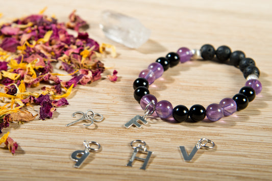 Ametista, onice, lava, argento 925, charms