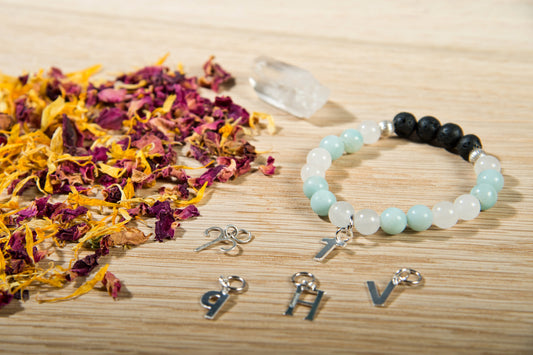Amazzonite, agata bianca, lava, argento 925, charms