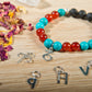 Agata rossa, turchese, lava, argento 925, charms