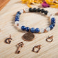Sodalite, agata bianca, lava, rame, charms