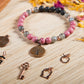 Labradorite, rodonite, lava, rame, charms