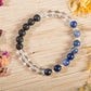 Sodalite, cristallo di rocca, lava, argento dorato 925