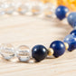 Sodalite, cristallo di rocca, lava, argento dorato 925