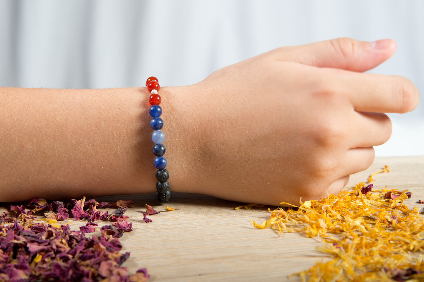Sodalite, agata rossa, lava, argento 925