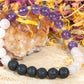 Ametista, quarzo rosa, lava, argento dorato 925