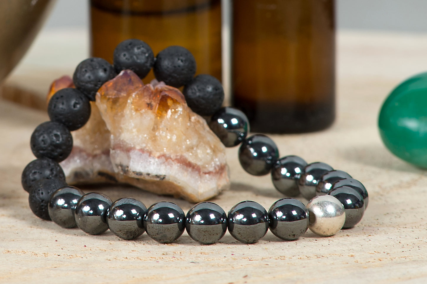 Ematite, lava, argento 925